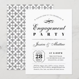 Schwarz/Weiß Elegante Classic Engagement Party Einladung