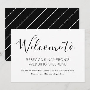 Schwarz-Weiß-Elegante Hochzeit Willkommen Einladung