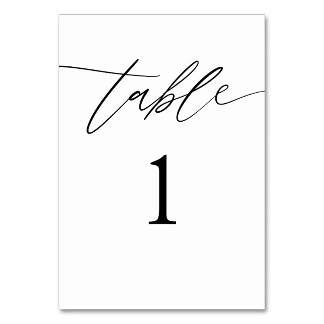 Schwarz-Weiß-Elegante Hochzeiten-Tischnummern Tischnummer (Vorderseite)