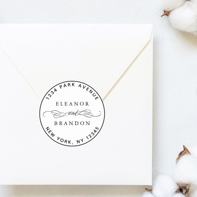 Schwarz-Weiß-Elegante Hochzeitsstimmung - Rücksend Runder Aufkleber (Von Creator hochgeladen)