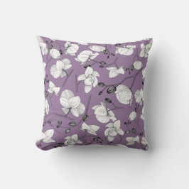 Schwarz-Weiß-elegante Orchidee mit floralen modern Kissen