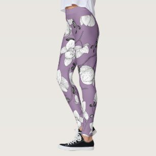 Schwarz-Weiß-elegante Orchideen mit floraler moder Leggings