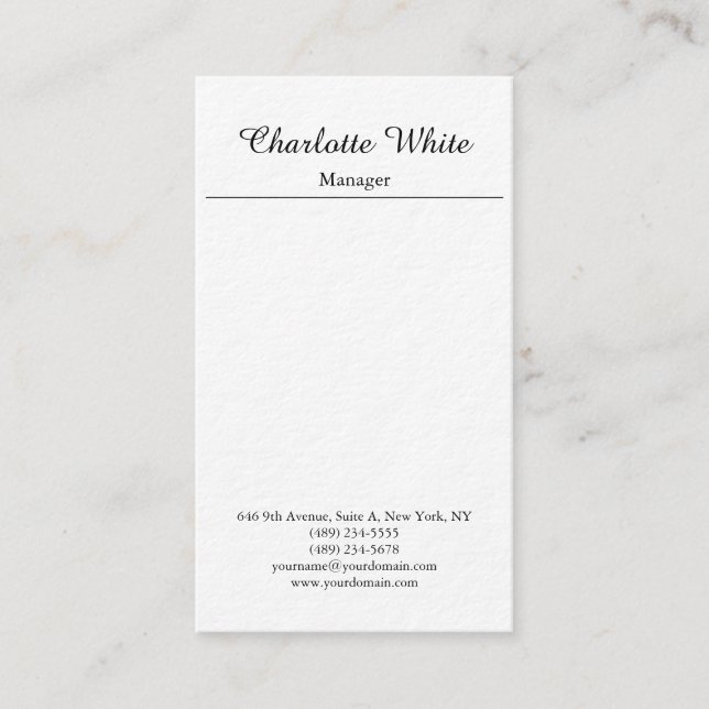 Schwarz-weiß Elegante Pinselschrift Minimalistisch Visitenkarte (Vorderseite)