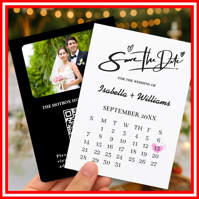 Schwarz-Weiß-Elegante QR-Hochzeit speichert das Da Einladung (Von Creator hochgeladen)