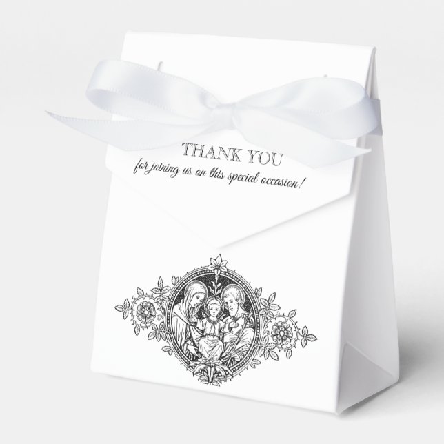 Schwarz-Weiß-Elegante religiöse Hochzeit Geschenkschachtel (Vorderseite)