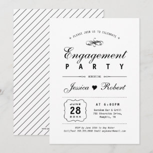 Schwarz & Weiß   Elegante Verlobungsparty Einladung
