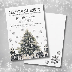 Schwarz-weiß Elegante Weihnachtsfeier Party Einlad Einladung