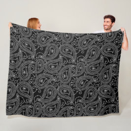Schwarz-Weiß-elegantes Damask-Muster Fleecedecke