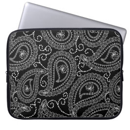 Schwarz-Weiß-elegantes Damask-Muster Laptopschutzhülle