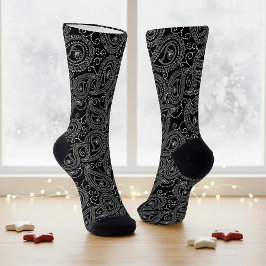 Schwarz-Weiß-elegantes Damask-Muster Socken