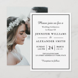 Schwarz-Weiß-Elegantes Foto Einladung zur Hochzeit