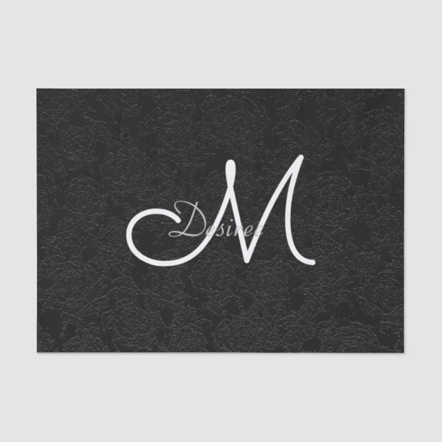 Schwarz-Weiß-Elegantes, modernes Girly Monogramm Seidenpapier (Vorderseite)