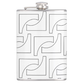 Schwarz-Weiß-Elegantes trendy geometrisches Muster Flachmann