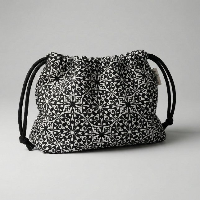 Schwarz-Weiß-elegantes Vintages Damasketmuster Stoff (Von Creator hochgeladen)