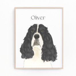 Schwarz-Weiß-Englisch Springer Spanisch Art Fotodruck