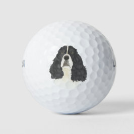 Schwarz-Weiß-Englisch Springer Spanisch Golfball