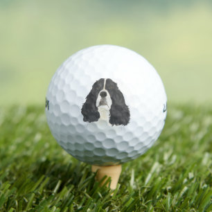 Schwarz-Weiß-Englisch Springer Spanisch Golfball