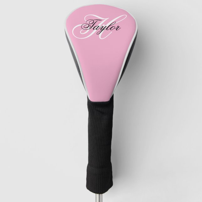 Schwarz-Weiß-Extravagant-Monogramm-Rosa Golf Headcover (Vorderseite)
