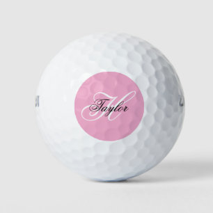 Schwarz-Weiß-Extravagant-Monogramm-Rosa Golfball