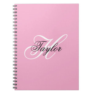 Schwarz-Weiß-Extravagant-Monogramm-Rosa Notizblock