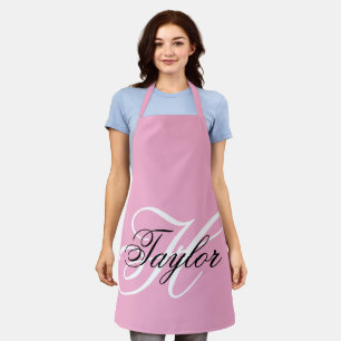 Schwarz-Weiß-Extravagant-Monogramm-Rosa Schürze