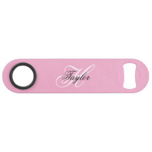 Schwarz-Weiß-Extravagant-Monogramm-Rosa Speed Flaschenöffner