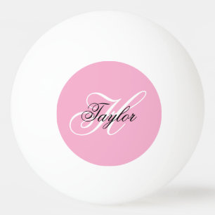 Schwarz-Weiß-Extravagant-Monogramm-Rosa Tischtennisball