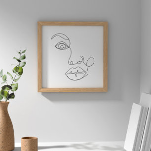 Schwarz-Weiß-Face Line Poster
