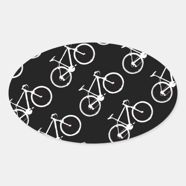 Schwarz-Weiß-Fahrräder mit Muster Herz-Aufkleber (Vorderseite)