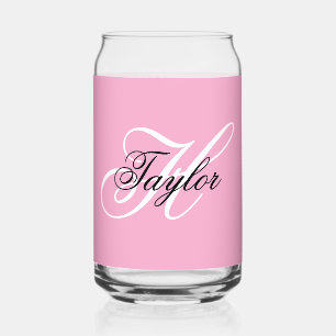 Schwarz-Weiß-Fancy-Monogramm Rosa Dosenglas