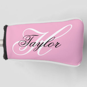 Schwarz-Weiß-Fancy-Monogramm Rosa Golf Headcover