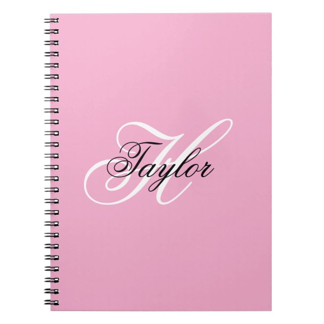 Schwarz-Weiß-Fancy-Monogramm Rosa Notizblock (Vorderseite)
