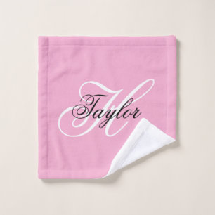 Schwarz-Weiß-Fancy-Monogramm Rosa Waschlappen