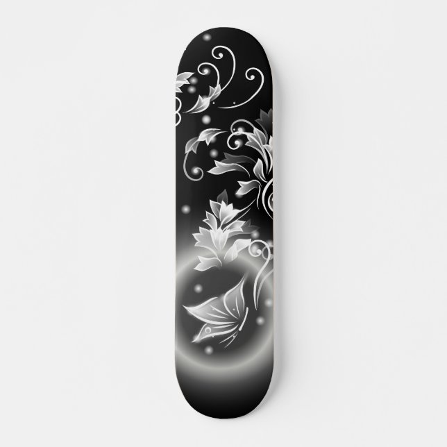 Schwarz-Weiß-Fantasy-Butterfly Skateboard (Vorne)