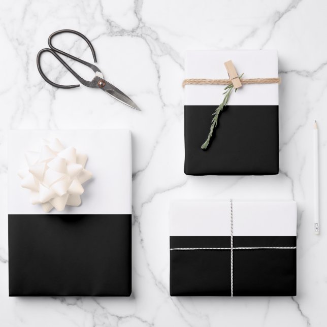 Schwarz-Weiß-Farben-Design Geschenkpapier Set (Vorderseite)
