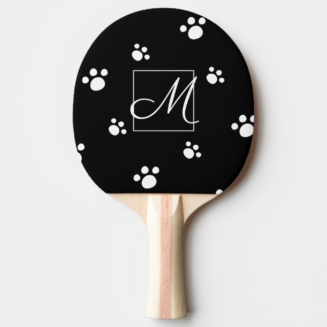 Schwarz-Weiß-Farbton-Druckmuster für Monogramm Tischtennis Schläger (Vorderseite)