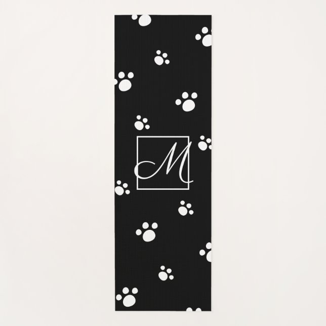 Schwarz-Weiß-Farbton-Druckmuster für Monogramm Yogamatte (Vorderseite)