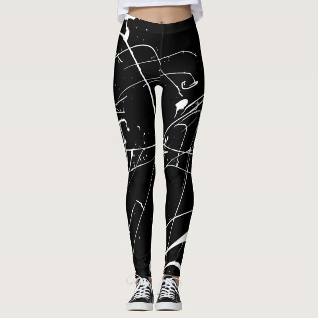 Schwarz-Weiß-Farbton Platsch Leggings (Vorderseite)