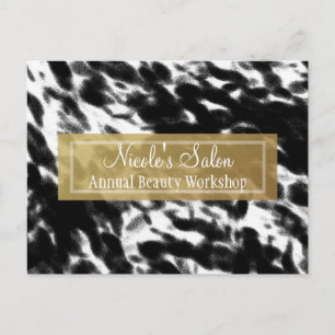 Schwarz Weiß & Faux-Gold Chic-Salon-Event Postkart Postkarte