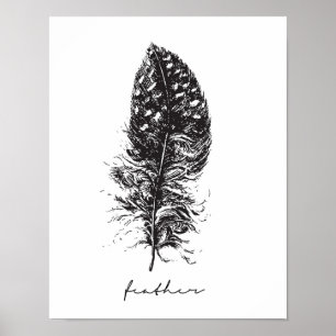 Schwarz-Weiß-Federposter Poster