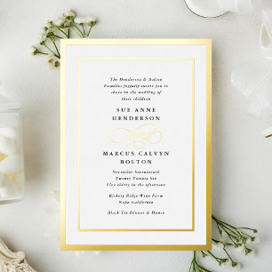 Schwarz-Weiß-Feierliche Hochzeit mit moderner Kall Folieneinladung