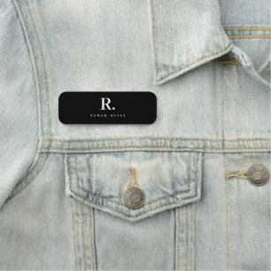 Schwarz Weiß Fette Punkt-Monogramm Moderne Minimal Namensschild