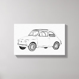 Schwarz-Weiß Fiat 500 Topolino Zeichnend Leinwanddruck