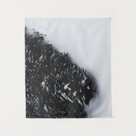 Schwarz-Weiß-Fichtenwald und Schnee Wandteppich