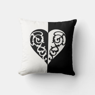Schwarz & Weiß Filigree Herz Kissen