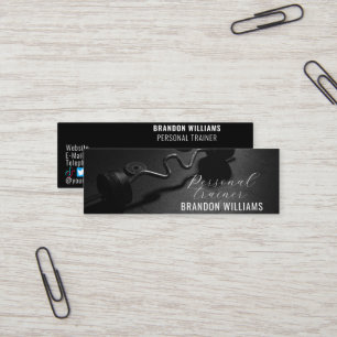 Schwarz Weiß Fitness Personal Trainer Influencer Mini Visitenkarte