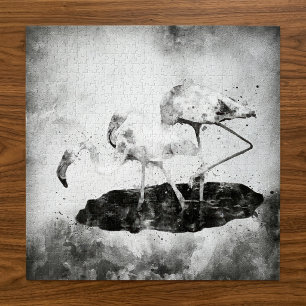 Schwarz-Weiß-Flamingo-Aquarell-Wandkunst-Dekoratio