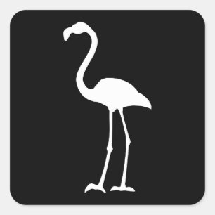 Schwarz-Weiß-Flamingo Quadratischer Aufkleber