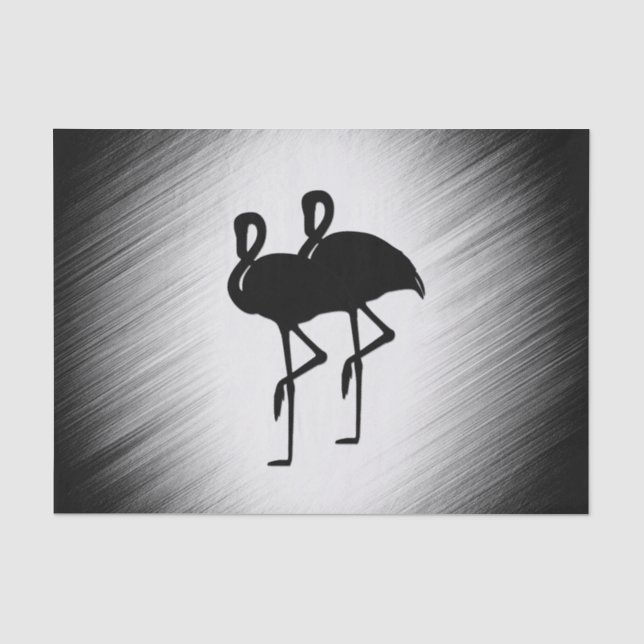 Schwarz-Weiß-Flamingo Seidenpapier (Vorderseite)