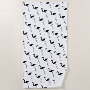 Schwarz-Weiß-Flamingos-Badetuch Strandtuch